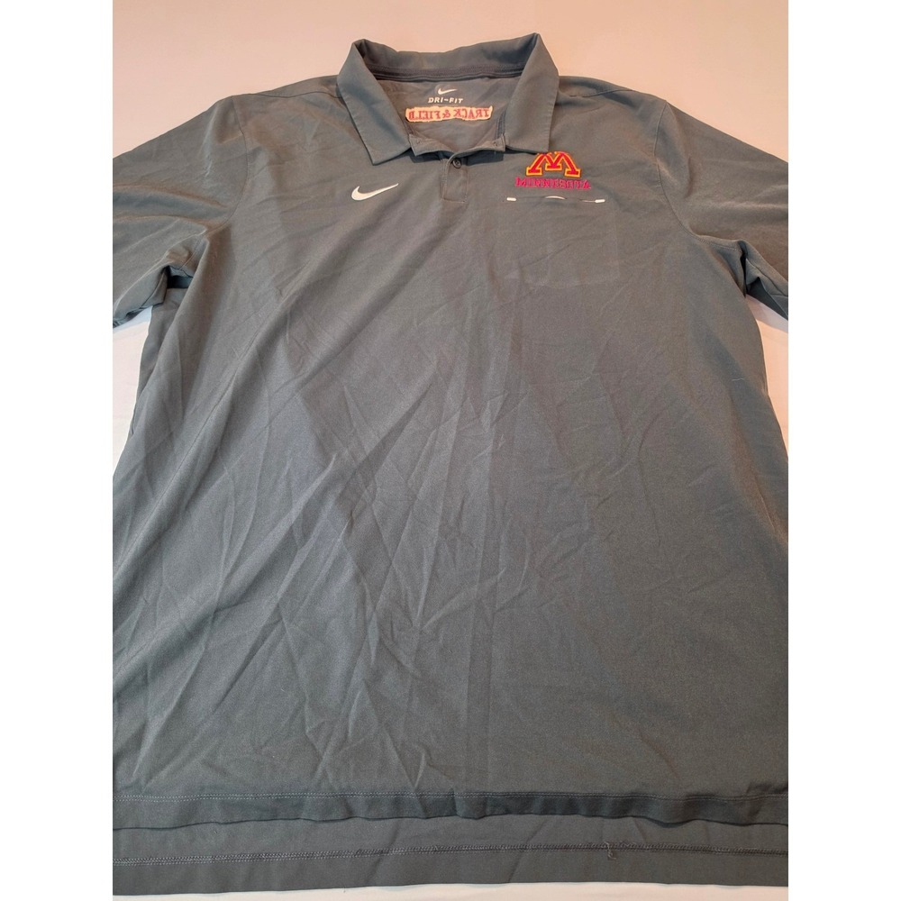 Nike Minnesota Golden Gophers Track & Field Dri-FIT Polo‎ Shirt Gray Mens 2XL